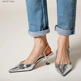 Dress Shoes Summer Sandals Thin Heel For Women Silve Buckle Pumps Spring Autumn Elegant Slingback SexyH24229