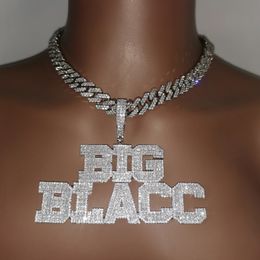 Custom Name Necklace AAA Zirconia Baguette Letters With Big Hoop CubanChain Pendant For Men Women Hip Hop Jewelry 240220