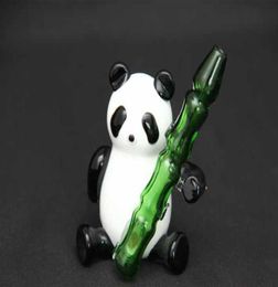 New Hand Blown Panda Holding Bamboo Glass Pipes With Oil Rig Hammer Pipes Glass Smoking Pipes 209q5528064