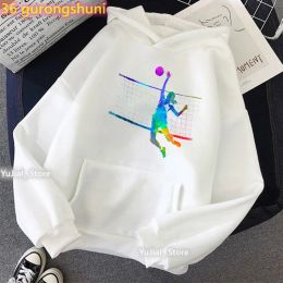 Jackets 2023 Hot Sale Watercolor Volleyball Girls Print Hoody Women Love Sports Boll Sweatshirt Femme Harajuku Kawaii Clothes Coat