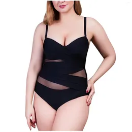 Women's Swimwear Fashion Slim Strap Gathered Open Back Tight Waist Covering Belly Showing Spring Tankini Women