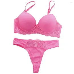 Bras Sets Women Underwear Candy Colour Bra Set Solid Lace Ding AB Universal Cup Plus Size