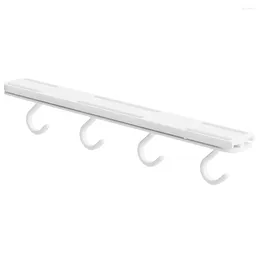 Hooks Kitchen Utensils Pull-out Slide Hook Cupboard Organiser Kitchenware Hanger Rack Under Cabinet White Punch Free Holder