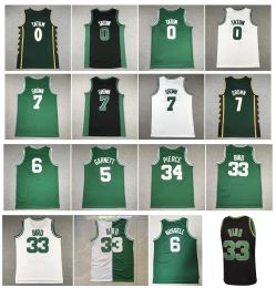 Jayson Tatum Retro-Basketballtrikot Jaylen Brown BILL 6 RUSSELL LARRY 33 BIRD Kevin Garnett Paul Pierce Weiß Grün Schwarz Größe S-XXL