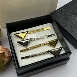 Gold Triangle Metal Hair Clips Hairpins Barrettes For Girls Luxury Letter Plated Hairclips Hair Pins With Box