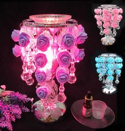 Creative table light water drop rose sensor aromatherapy table lamp pink blue purple bedside lamp comfort supplies couple gift9106299