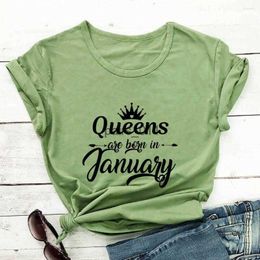 Women's Blouses Shirts Shirts In January To December Cotton Women Unisex Funny Summer Autumn Short Sleeve Birthday Gift 240229