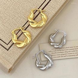 Hoop Earrings PONYKISS 925 Sterling Silver Twisted Round Earring For Women Party Minimalist Trendy Fine Jewellery Geometric Accessories