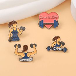 Creative Fiess Brooch Lifting Barbell, Women's Weight Loss Metal Badge, Bag Accessories, Supervision Pins