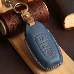 Car Key Cover Case for FAW Hongqi H5 EHS9 High-end Shell H9 Keyring Fob Holder Genuine Leather Keychain Protector Accessories