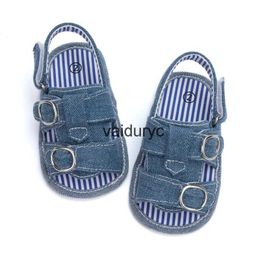 Летние детские сандалии для первых ходунков, парусиновая обувь для мальчиков и девочек, нескользящая резиновая кроватка для малышей на мягкой подошвеH24229