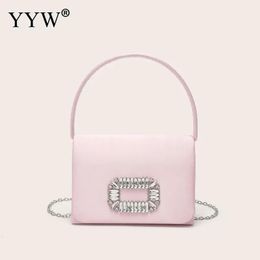 Pink Mini Handbags for Women Banquet Evening Clutch Bags With Chain Casual Small Party Elegan Mode PU Leather Bgas 240223