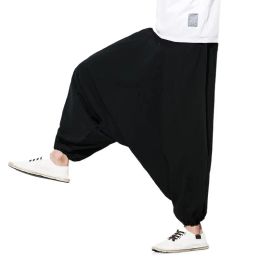Pants Baggy Harem Pants men's Causal Joggers harajuku CrossPants Loose Trousers Aladdin Lantern Wide Leg Cotton Linen Pants plus size