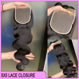 Cheap Price Peruvian Brazilian Malaysian Indian Natural Black 100% Remy Human Hair Body Wave 5x5 Transparent Lace Closure Hair Extension