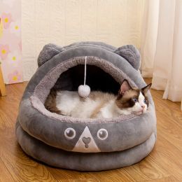 Mats NEW Cartoon Pet Dog Bed for Small Dogs Funny Cat Nest Winter Dogs House Cat Tent Plush Cat House Teddy Dog Kennel Cats Home