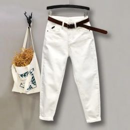 Jeans Woman Jeans Pants White Jeans Women's Autumn High Waist Skinny Cropped Tappered Casual Pantalones Vaqueros Mujer