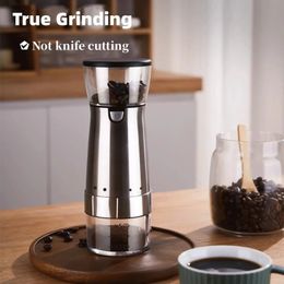 Portable Electric Coffee Grinder USB Rechargeable Stainless Steel Manual Mill Machine Bean Grinders Kitchen Accessories 240223