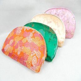 50set Light Portable Silk brocade Bag 5 size Set Zipper Coin Purse Travel Jewelry Makeup Tools Storage Bags Gift Packaging Pouch P250w