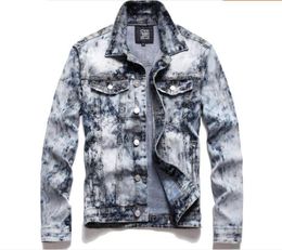 Men039s autumnwinter new 2022 printed denim jacket Men039s lapel light grey craft long sleeves73444259535396