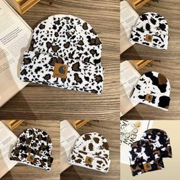 Grunge Hip Hop Casual Vintage fashion Casual Outdoor Cap Knitted Hat Women Beanie Winter Warm Beanies Gothic Cow Pattern