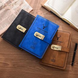 Retro Journal Notebook Password With Lock Thickened Creative Hand Ledger Student Notepad Stationery Binder Budget Book Cute