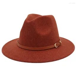 Berets Fedoras Women Men Wool Top Hat Small Belt Accessories British Felt Cap Western Fashion Big Brim Sun Protection Panama