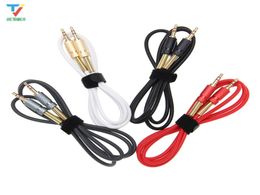 500pcslot 1m 35mm AUX Male to Male Audio Cable Cord Goldplated spring protect protective for Phone Car Speaker7976710