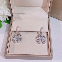 Four leaved grass series designer dangle earrings for woman diamond Sterling Silver highest counter quality Jewellery crystal 925 silver with box 053