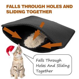 Mats Pet Cat Litter Mat Waterproof EVA Double Layer Cat Litter Trapping Pet Litter Box Mat Clean Pad Products For Cats Accessories