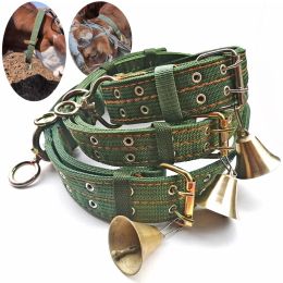 Carriers Livestock Pet Adjustable Dog Cow Sheep Grazing Traction Rope Extra Thick Canvas Cattle Collar Add Copper Bells Tracker