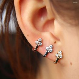 Stud Earrings Fashion Crystal 925 Silver Ear Clip On With Color White Stones For Girls Romantic Gifts