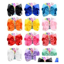 Party Favour 8 Inch Siwa Bow Hairpin Solid Colour Metal Logo Rhinestone Fashion Children Hair Accessories T9I002365306005 Drop Deliver Dhm0T