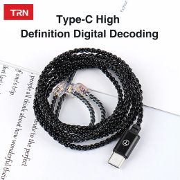 Accessories TRN A6 Type C Earphones Cable Upgraded Silver Plated With For TRN VX Pro/TA2/MT1 Pro/BAX/BA15/MT1/BA8/VX/BA5/N90S/ST1/STM etc