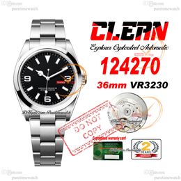 Explorer 124270 36mm VR3230 Automatic Unisex Watch Mens Womens Watches Clean Factory CF Polished Bezel Black Dial 904L Steel Bracelet Super Edition Puretimewatch
