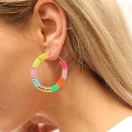 Dangle Earrings Beaded Soft Pottery Hand Knitting Bohemia Circles Fashion Minimalist Personalized Alloy Female Rice Bead