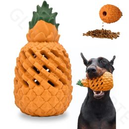 Toys Fun Indestructible Dog Toy Pineapple Tooth Cleaning Slow Feeder Chew Toy Durable Tough Natural Rubber Dog Game Playing Supplies