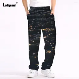Men's Pants Ladiguard Plus Size Stand Pocket Straight Elastic Waist Harem Trouser 2024 Gothic Fashion Astronomy Print Sweatpants