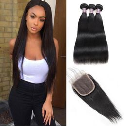 Human Hair Bundles With Closure Body Wave 3PCS With 4x4 Lace Closure 100 Unprocessed Virgin Human Hair Extensions9840322