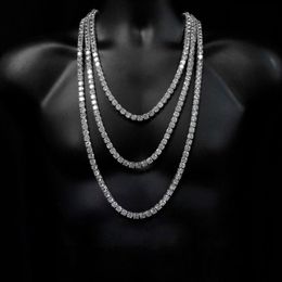 New Hip hop 5A cz tennis chain necklace Plated gold silver punk 5mm cz zircon paved long necklaces for women boy friend whole174K