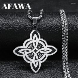 Pendant Necklaces Witch Knot Necklace For Women/Men Stainless Steel Witchcraft Amulet Chain Jewellery Collar Nudo De La Bruja N3382S02