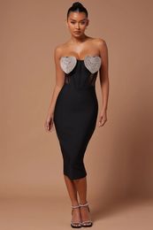 sexy see through black bandage dresses bling heart evening party street style women lady bodycon dress elegant formal ADY3021