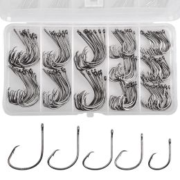 Fishhooks Circle Offset Hooks Saltwater Fishing Hooks Kit 160Pcs High Carbon Steel Octopus Hooks for Saltwater Freshwater Fishing Tackle