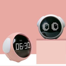 Night Light Cute Expression Alarm Clock Child Alarm Clock Voice Controlled Light Multifunctional For Home Thermometer 240223