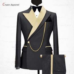 Suits Fashion Black Suits for Men Slim fit Luxury Evening Dinner Wedding Tuxedo Formal Blazer Pants 2 Piece Tailormade Men Jacket Set