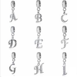 Letter Charms for European Bracelets Necklace Authentic 925 Sterling Silver A-Z Pendant Beads DIY Alphabet Accessories Fit Making 239w