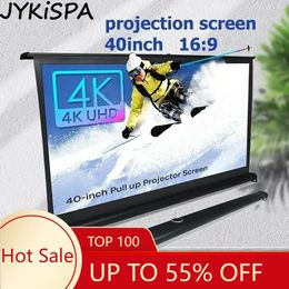 40 inch Tabletop Screen HD 16:9 Pull Up Foldable Stand Portable Projection Screen for Business Camping Home Theatre Projectors