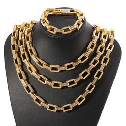 New Fashion Square Miami Cuban Chain Choker Necklace Pave Bling Rhinestone Hip Hop Necklace 18 20 24 Inch Jewelry258H