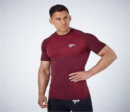 Summer Quick Dry Rashgard Gym T Shirt Sport Shirt Men Short Sleeve Running Shirts Compression Gym Fitness Bodybuilding Tops Tees219162617