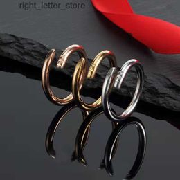 Rings 2023 New 18K Gold Nail Ring Fashion Couple Ring for Men Women Classic Brand Designer Rings Stainless Steel Jewellery 240229