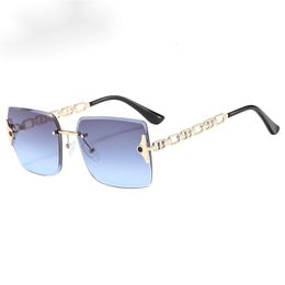 designer sunglasse New Frameless Trimmed Metal Chain Fashionable for Men and Women, Driving Sunglasses, Trendy Glasses